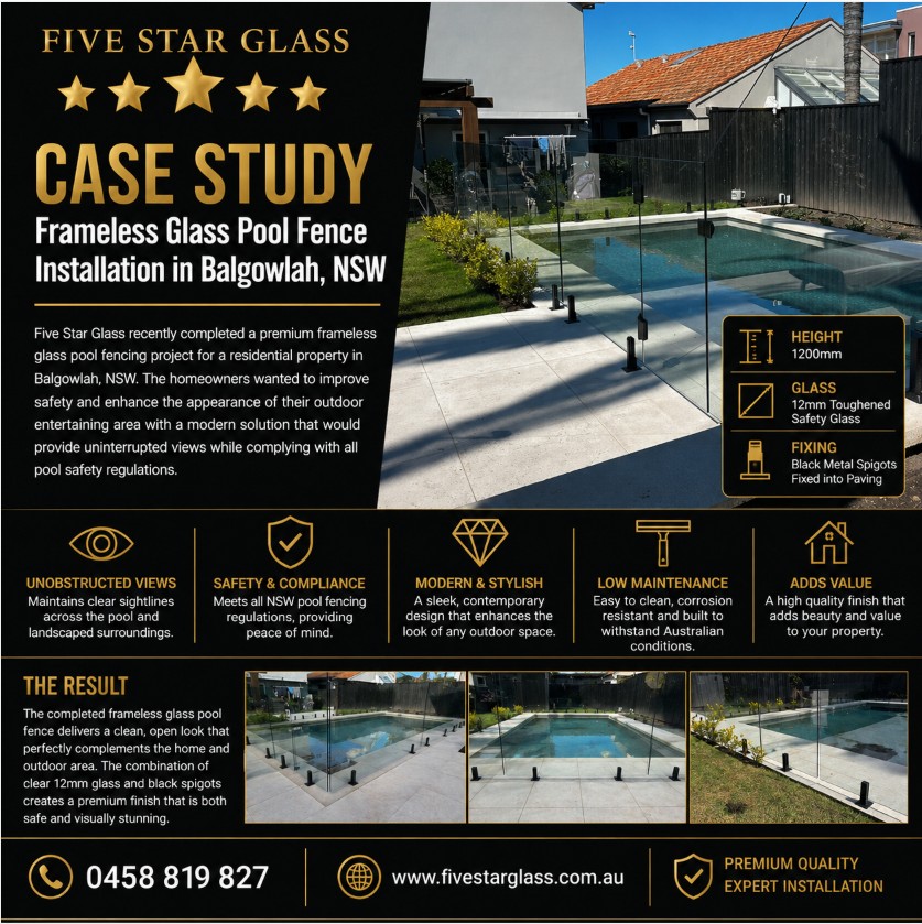 Frameless glass pool fencing installation Balgowlah NSW