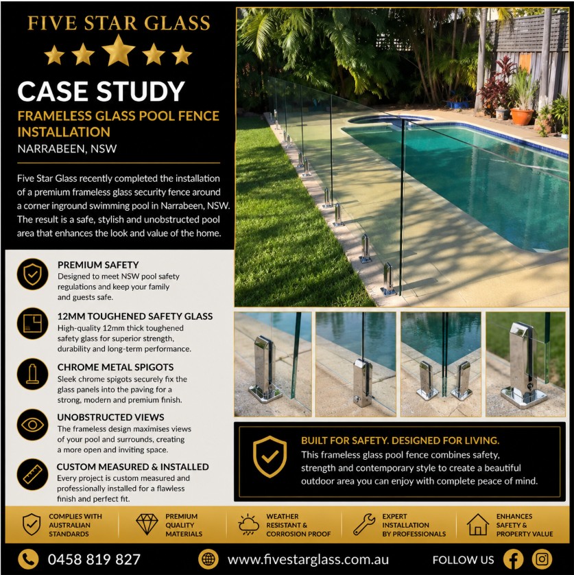 Frameless glass pool fencing installers Narrabeen NSW