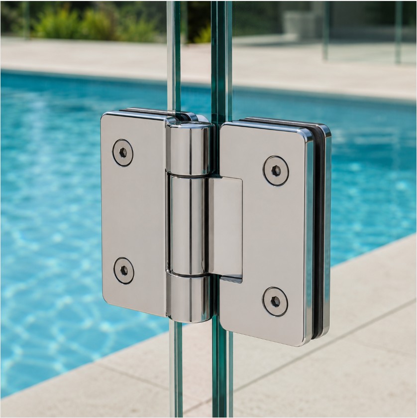 Chrome swimming pool hinges Northern Beaches NSW
