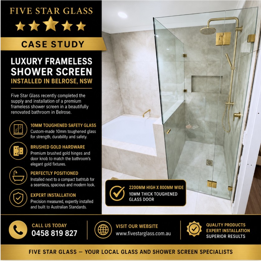 Frameless shower screen installation in Belrose NSW