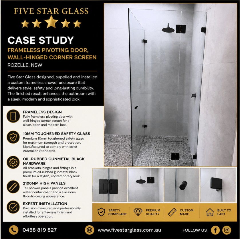 Frameless shower screen installers Rozelle NSW