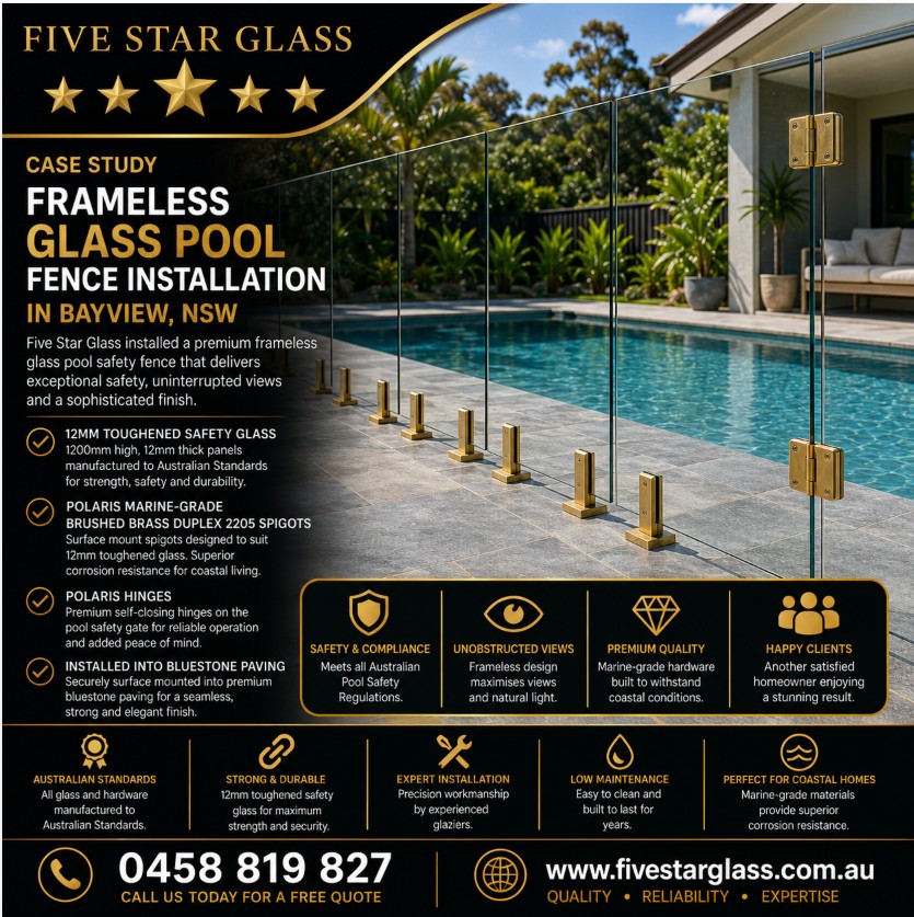 Frameless glass pool fencing Bayview QLD