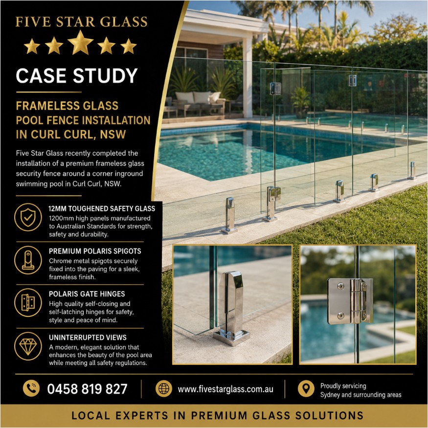 Frameless glass pool fencing installation Curl Curl QLD
