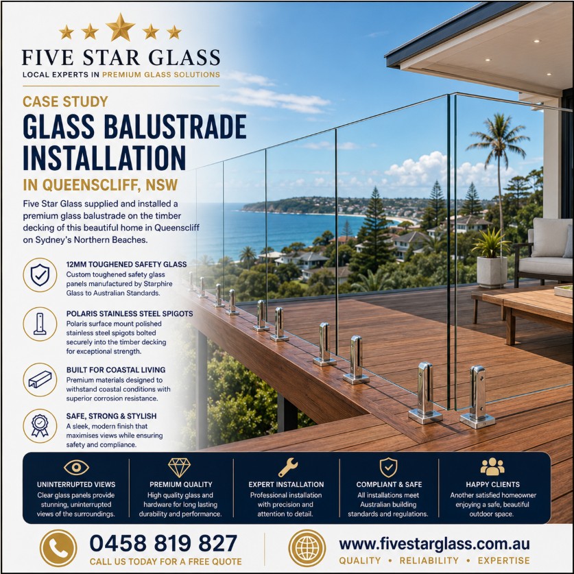 Glass balustrade installation Queenscliff NSW